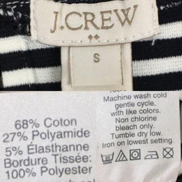 J.CREW Black/White Striped Ruffle-Hem Tank Top Sleeveless Ponte Blouse Small - Picture 7 of 9